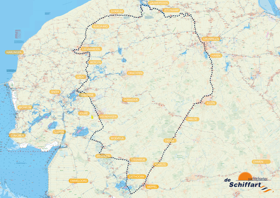 Fahrroute 'Drei-Provinzen-Tour' durch Friesland, Groningen und Drenthe