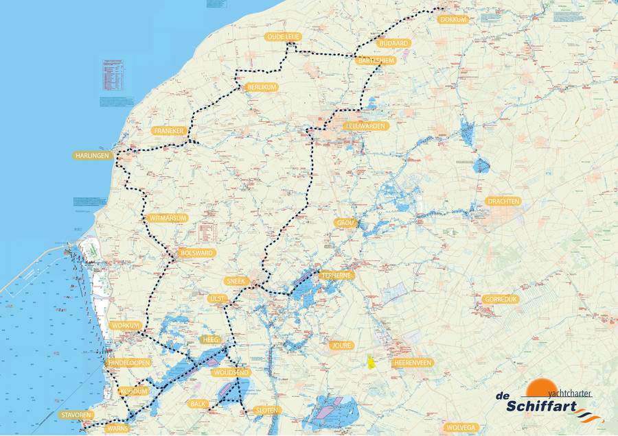Fahrroute 'Elfstädtetour',  alle elf historischen friesischen Städte besuchen