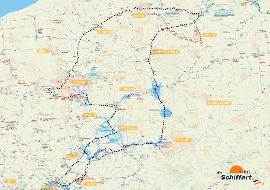 Fahrroute 'Lits-Lauwersmeer' Leeuwarden, Dokkum und Drachten